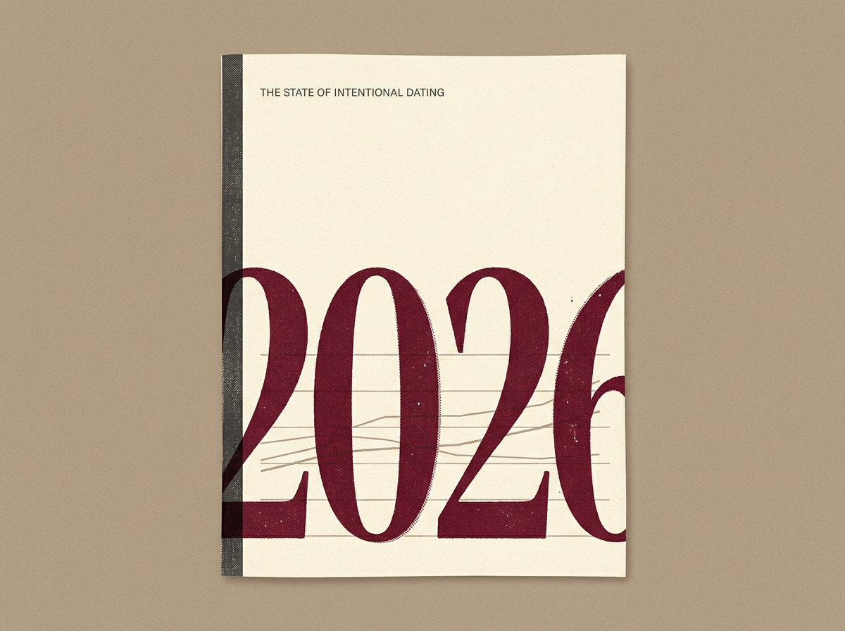 Editorial cover treatment for the 2026 State of Intentional Dating report